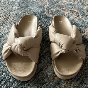 H&M Nude Knot Slides Slippers Size 36